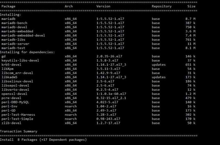 CentOS 7中成功安装MariaDB的方法教程
