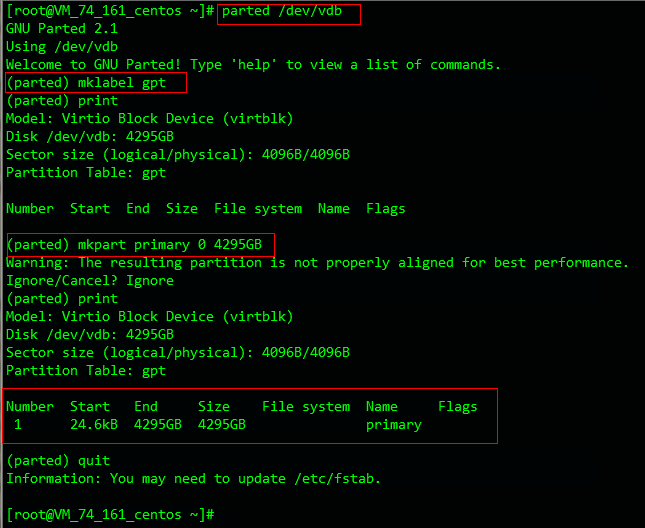 在腾讯云的Linux系统服务器上格式化和分区磁盘的教程 在腾讯云的Linux系统服务器上格式化和分区磁盘的教程