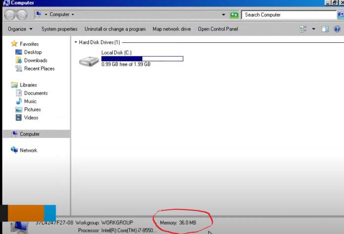 Windows 7上的极限操作:将已用内存控制在36MB Windows 7上的极限操作:将已用内存控制在36MB